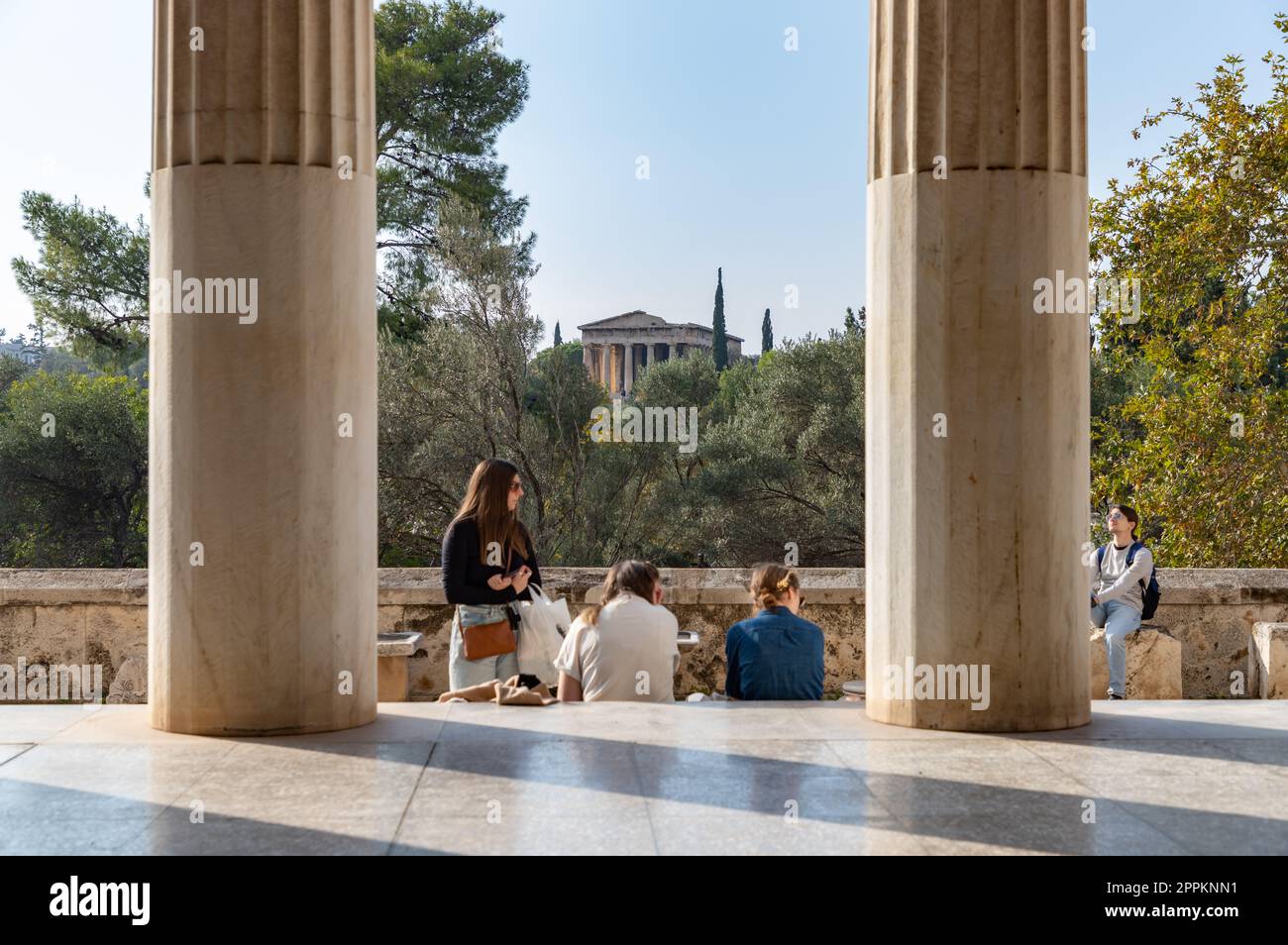 Stoa d'Attalos et Temple d'Héphaïstos Banque D'Images