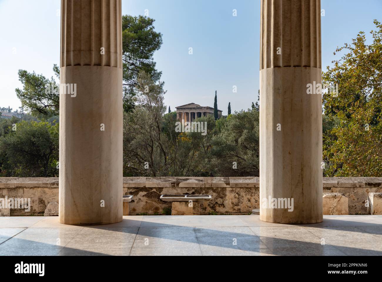 Stoa d'Attalos et Temple d'Héphaïstos Banque D'Images