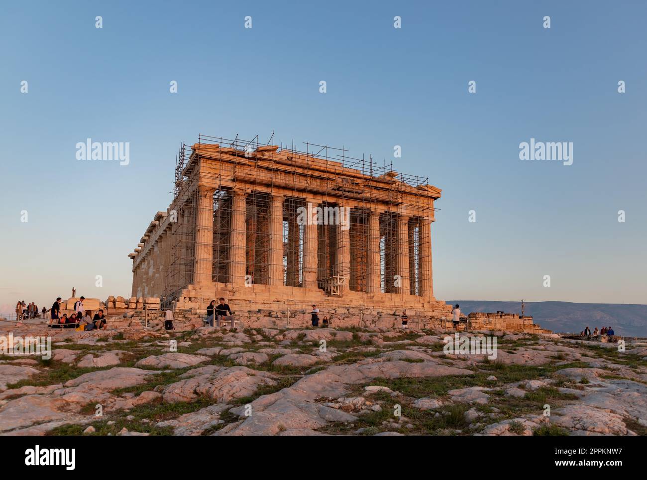 Acropole d'Athènes - Parthénon au coucher du soleil Banque D'Images
