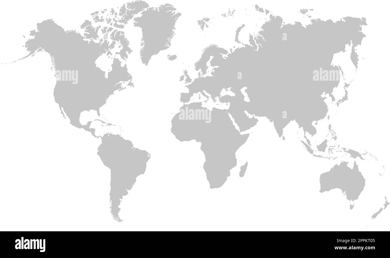 Carte du monde sur fond blanc. Modèle de carte du monde avec les continents, l'Amérique du Nord et du Sud, l'Europe et l'Asie, l'Afrique et l'Australie Illustration de Vecteur