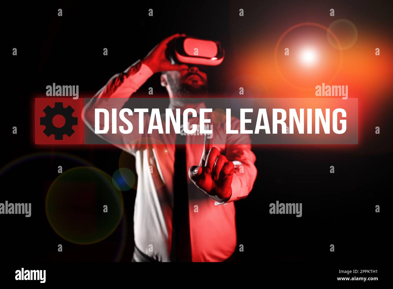 Inspiration montrant l'apprentissage à distance des signes. Conférences pédagogiques conceptuelles diffusées à distance sur Internet Banque D'Images