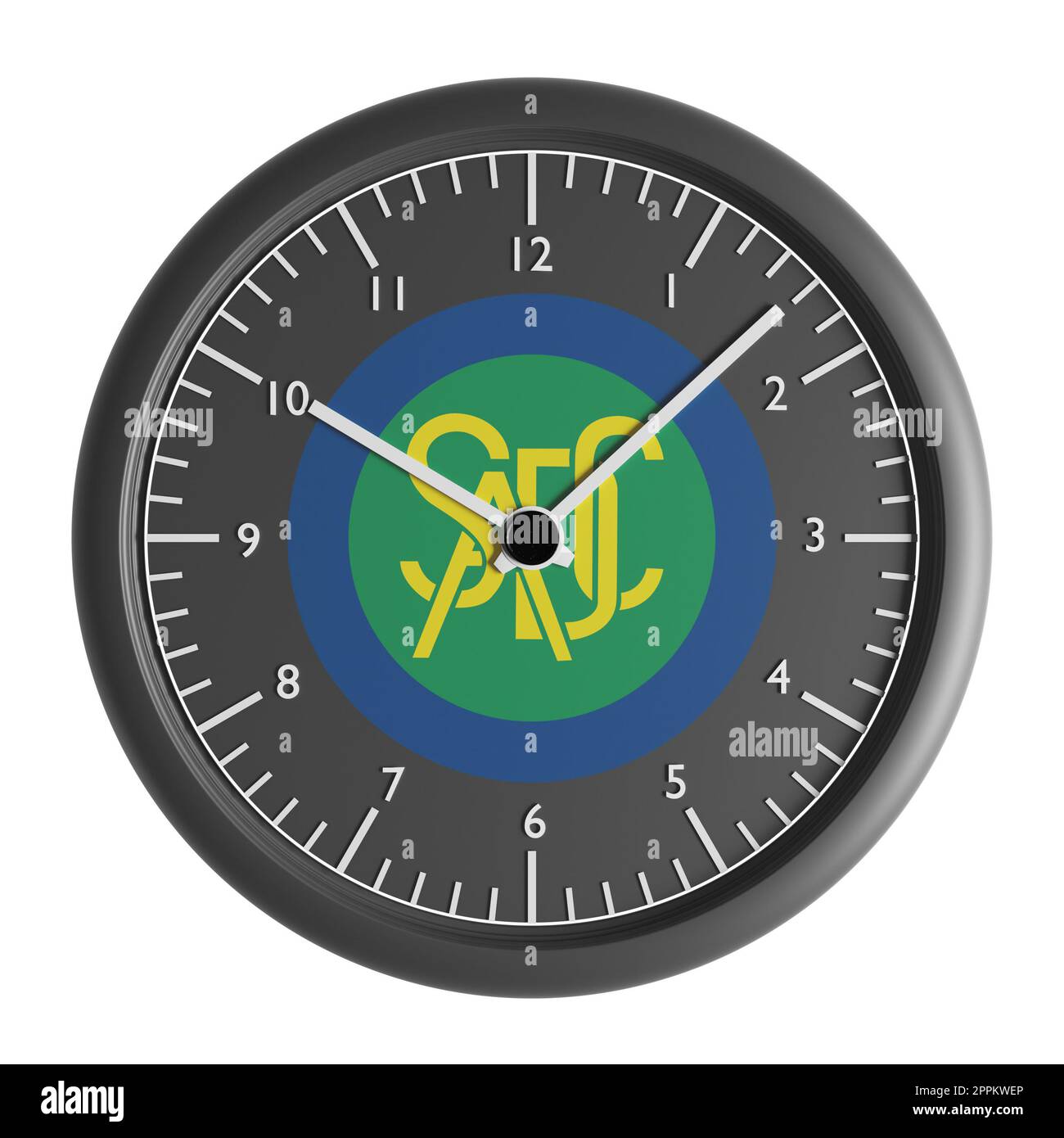 Signes et symboles. Elément de conception. 3D illustration. Horloge murale avec le drapeau de la Communauté de développement de l'Afrique australe Banque D'Images