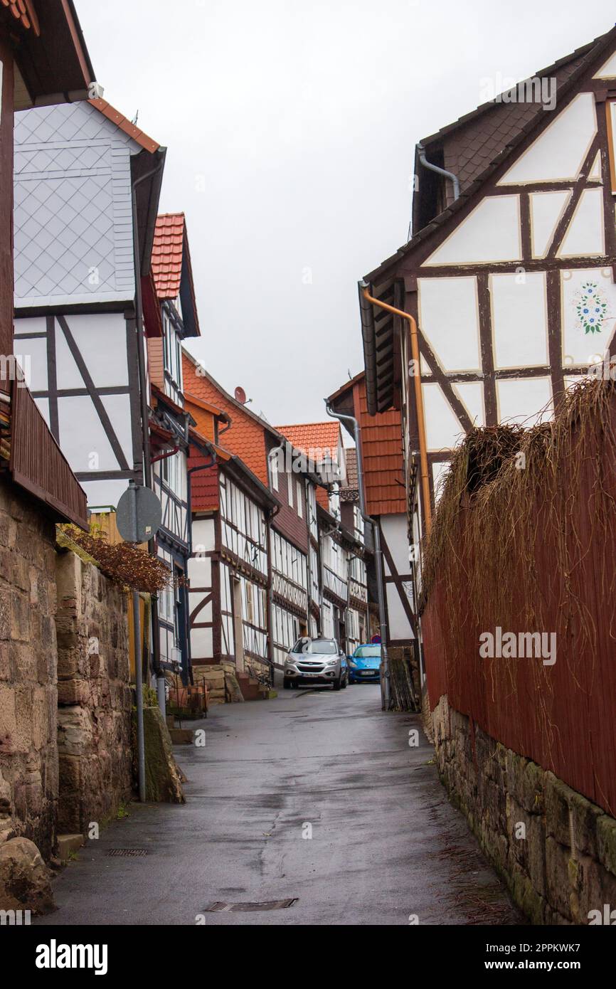 Maisons pittoresques à Bad Sooden-Allendorf dans la vallée de Werra en Allemagne, Hessen Banque D'Images