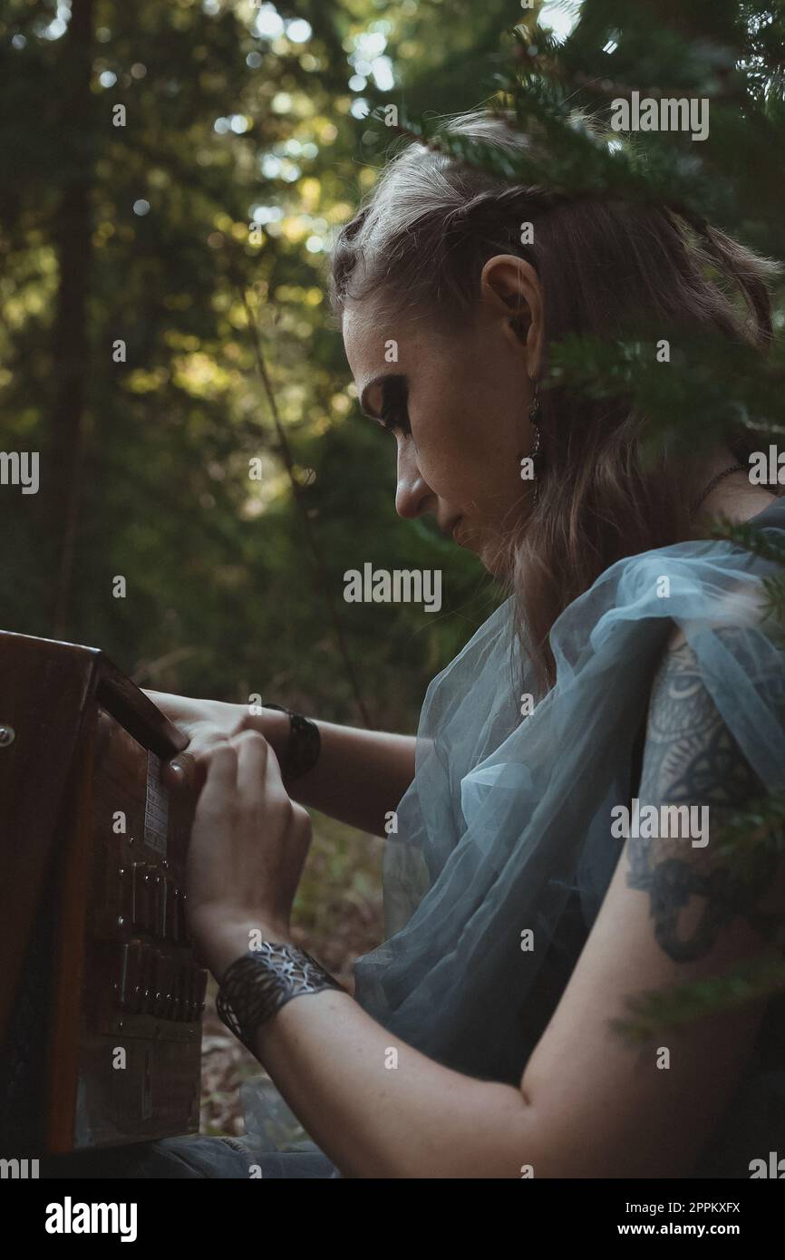 Gros plan portrait inspiré du folklore celtique Banque D'Images