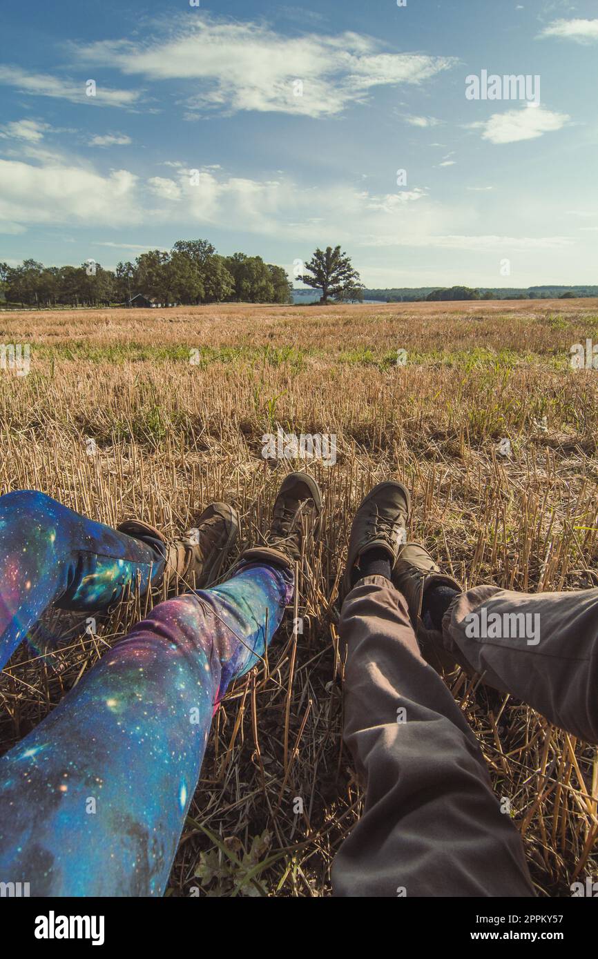 Gros plan en couple sur la pittoresque photo de concept de terres agricoles Banque D'Images