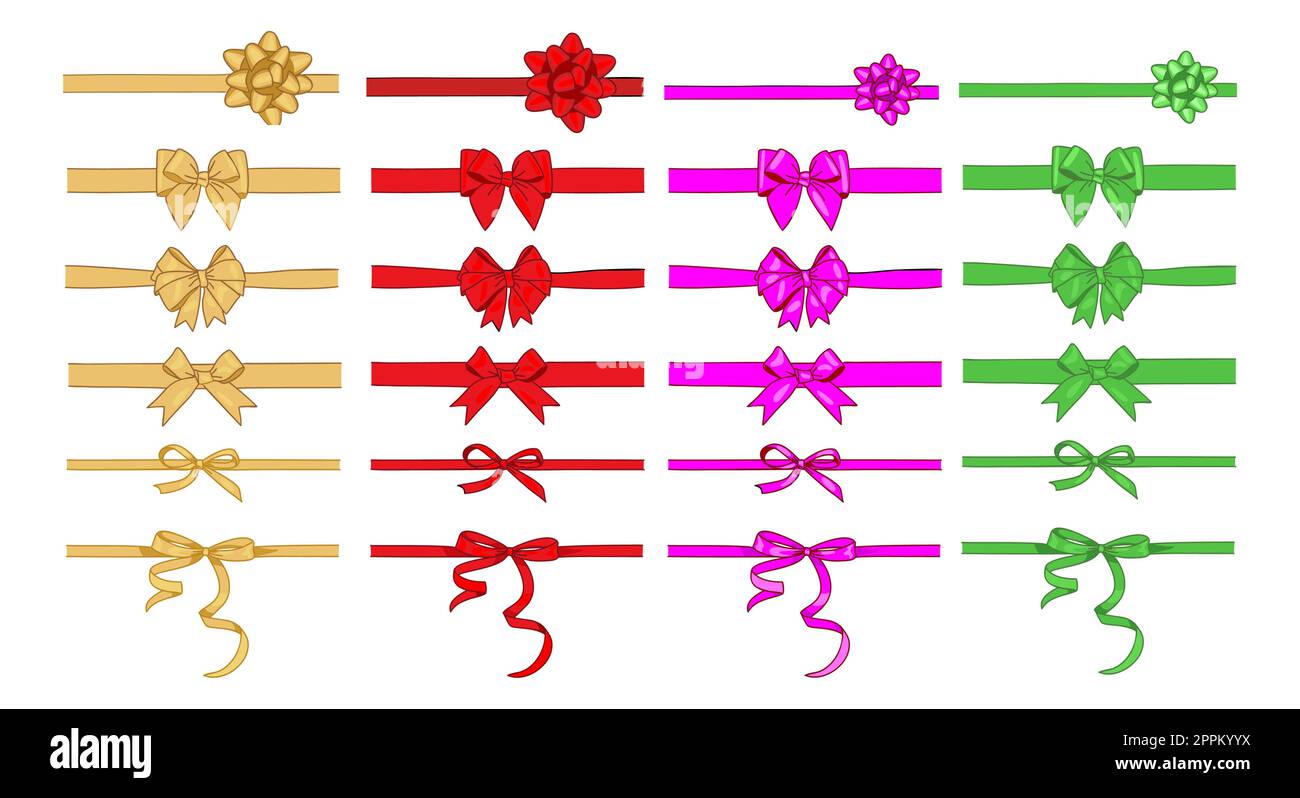Ensemble de boucles décoratives en ruban de différentes couleurs. Illustration de Vecteur