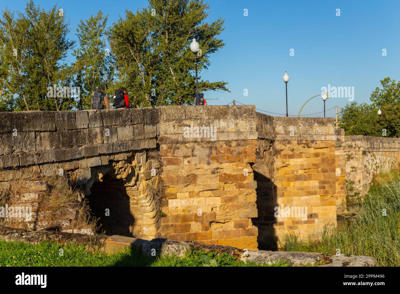 Les pèlerins marchent le long du Camino de Santiago Banque D'Images