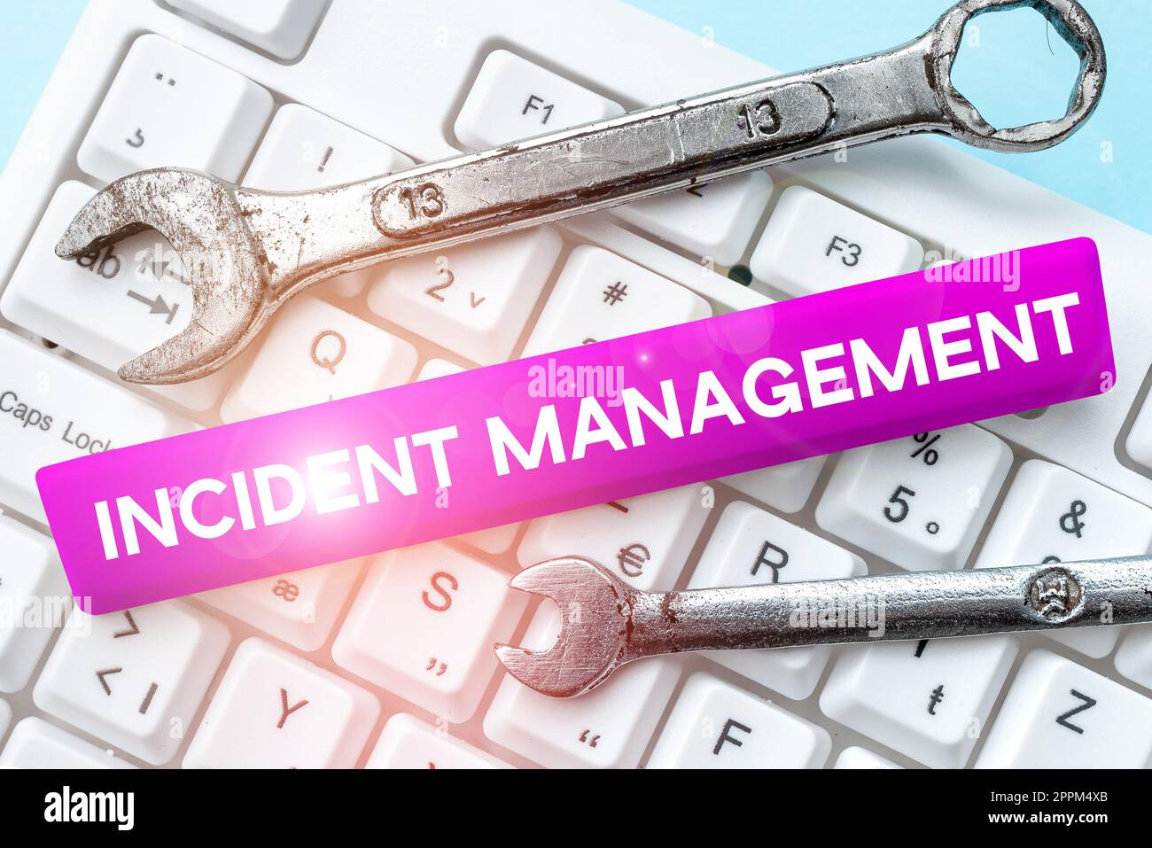 Gestion des incidents de texte d'écriture manuscrite. Processus de présentation de l'entreprise pour ramener le service à la normale risques corrects Banque D'Images