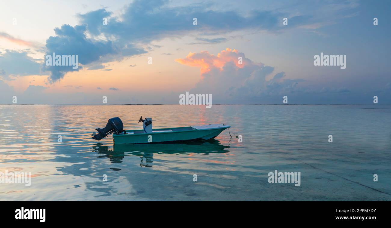 Bateau à moteur sur la côte de l'océan Indien Banque D'Images Bateau à moteur sur la côte de l'océan Indien Banque D'Images