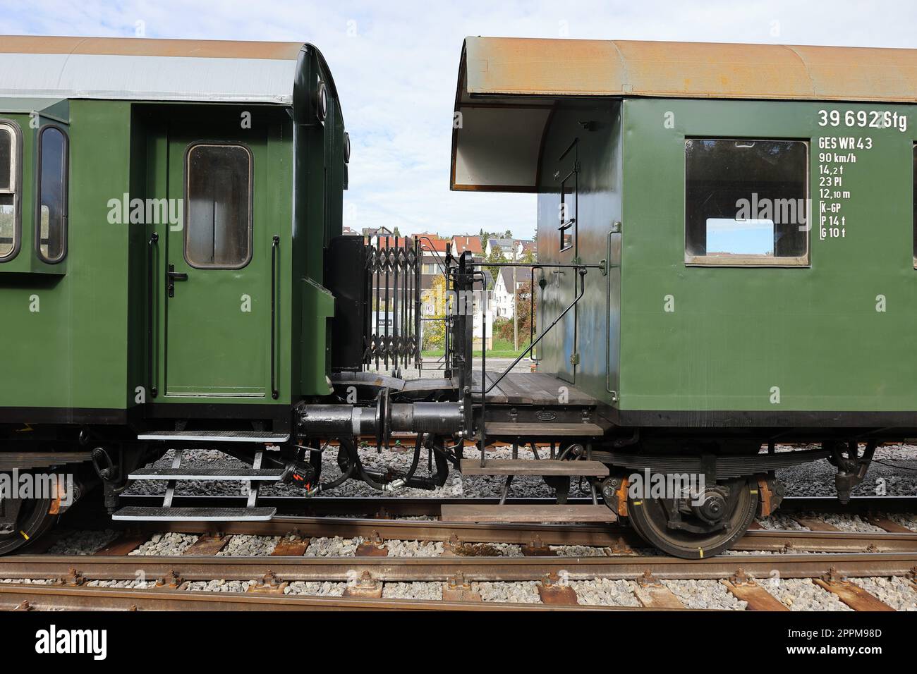 Plate-forme pour les passagers d'un ancien wagon Banque D'Images
