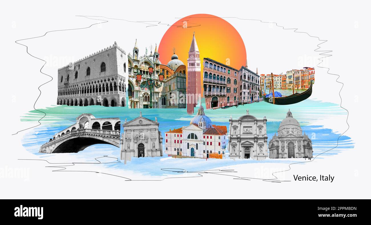 Belle vue du Grand Canal sur façades colorées des maisons médiévales à Venise Banque D'Images