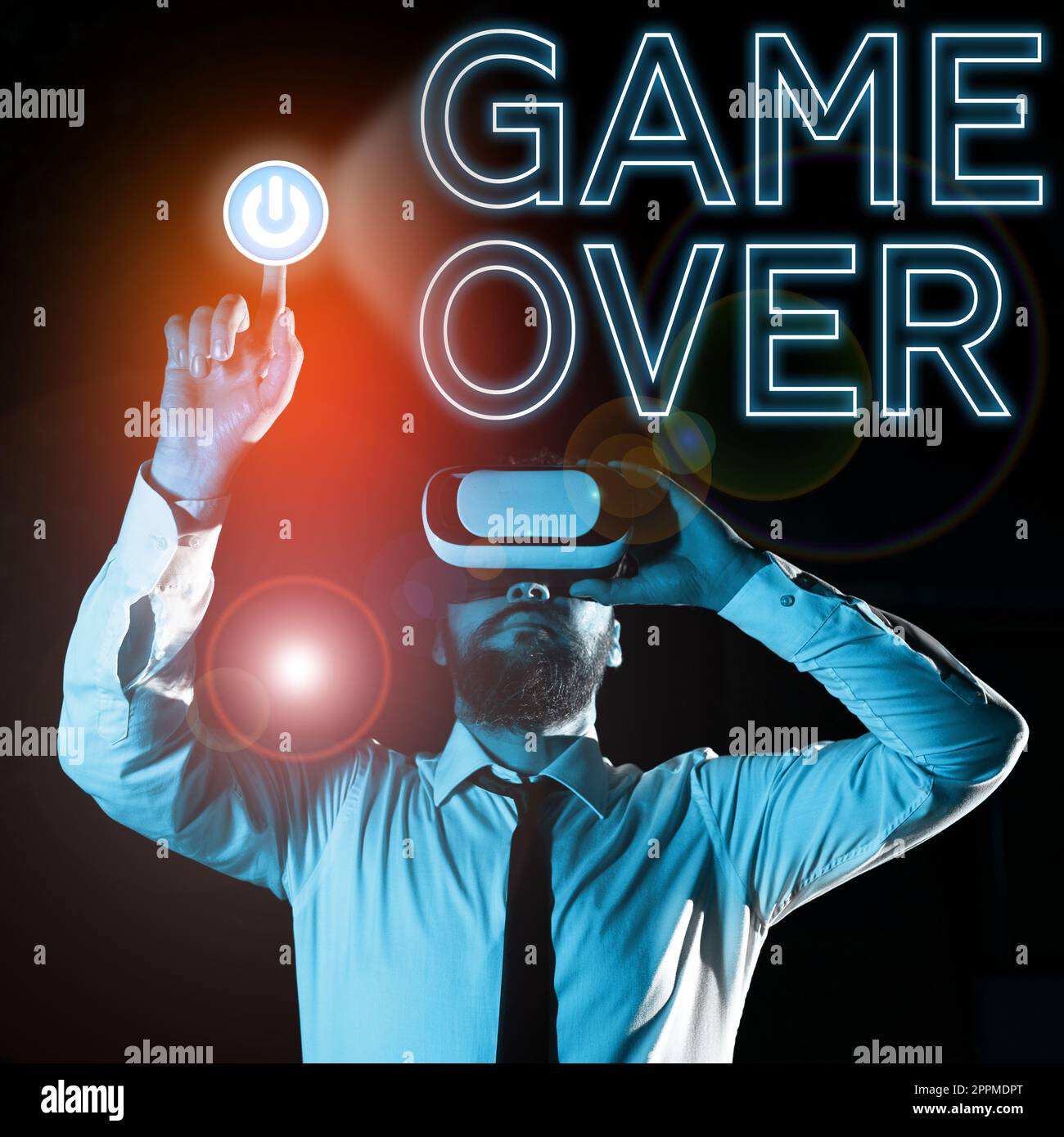 Affichage conceptuel Game Over. Mot pour Une situation dans un sport particulier qui atteint sa finale ou se termine Banque D'Images