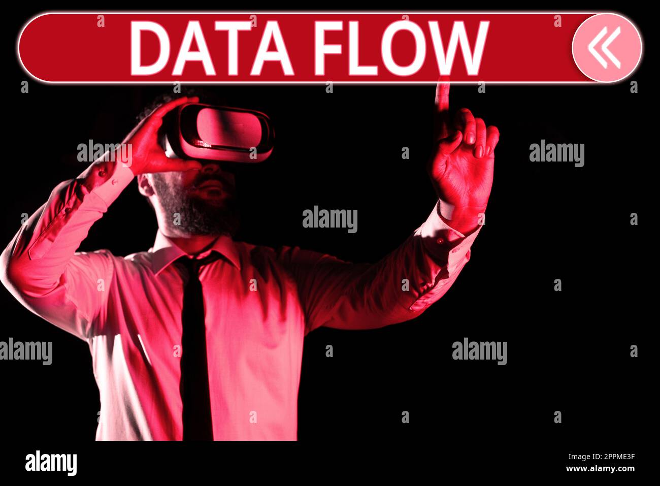 Affichage conceptuel flux de données. Mot pour le mouvement des données à travers un système composé de logiciels Banque D'Images