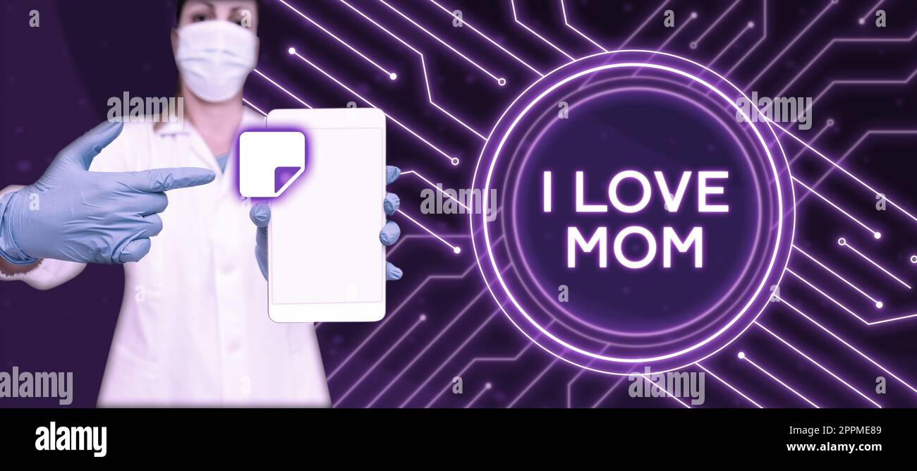 Légende conceptuelle I Love Maman. Aperçu des affaires bons sentiments au sujet de ma mère affection affectueux bonheur Banque D'Images