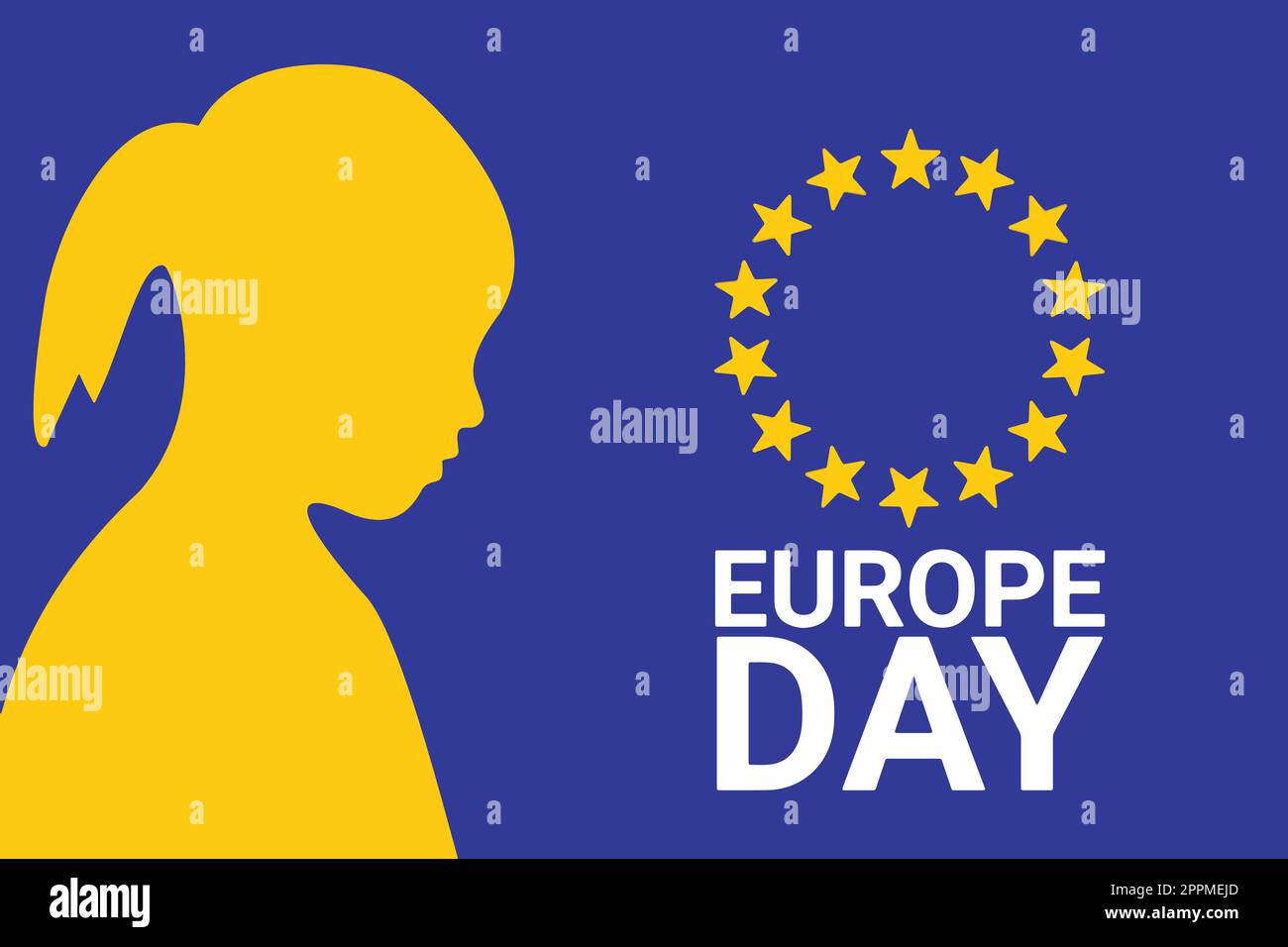 Journée de l'Europe. Concept de vacances. Modèle pour arrière-plan, bannière, carte, affiche avec inscription de texte. Illustration de Vecteur