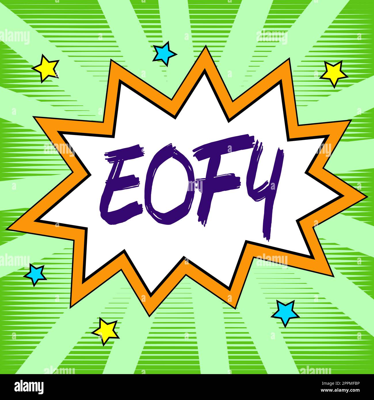 Texte d'écriture Eofy. Mot écrit sur une méga vente tenue à la fin d'un exercice financier Banque D'Images