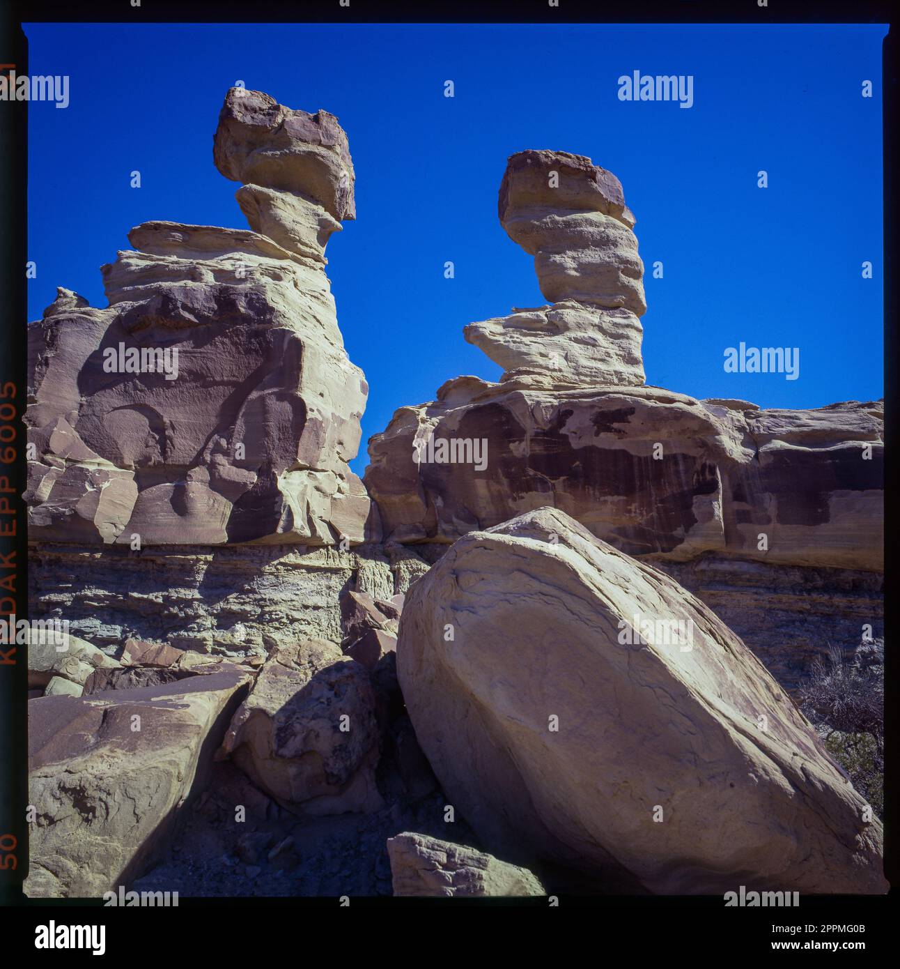 Argentine, région de San Juan. Parc provincial d'Ischigualasto. Vallée de la Lune. El Submarino est le nom de cette formation rocheuse.(photo avec Hasselblad Banque D'Images