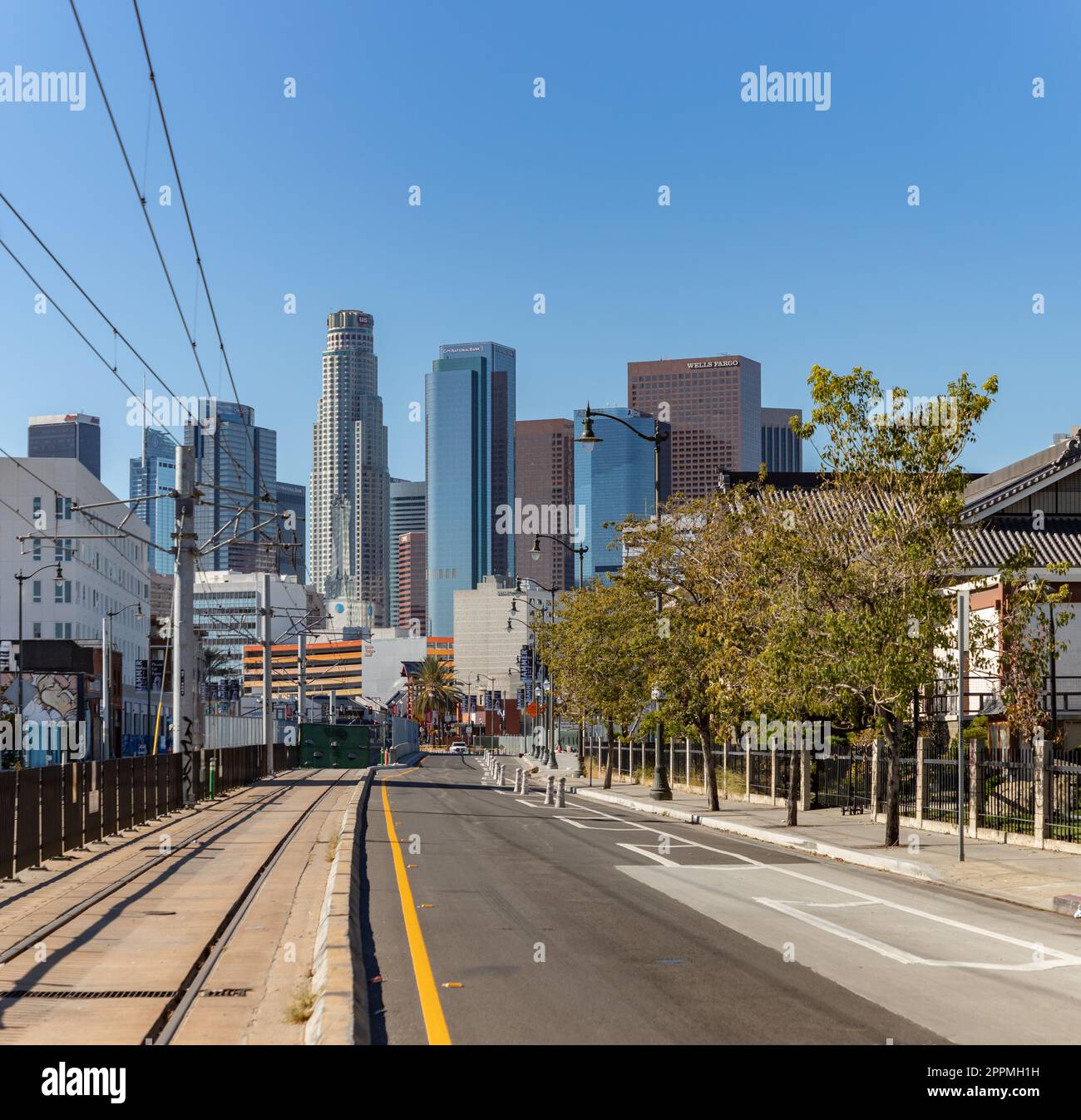 Centre-ville de Los Angeles depuis Little Tokyo Banque D'Images