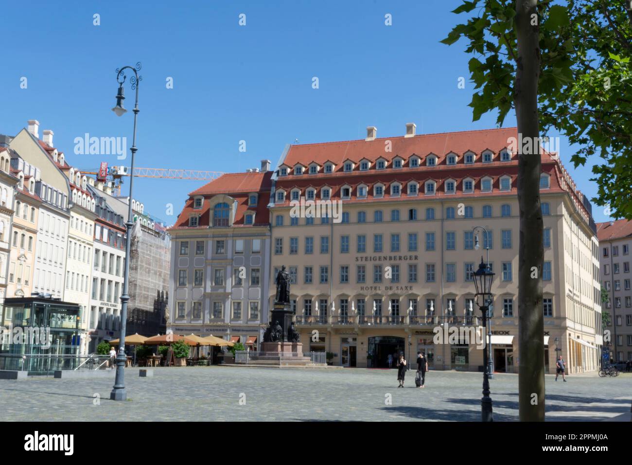 Dresde Neumarkt Square au lever du soleil Banque D'Images