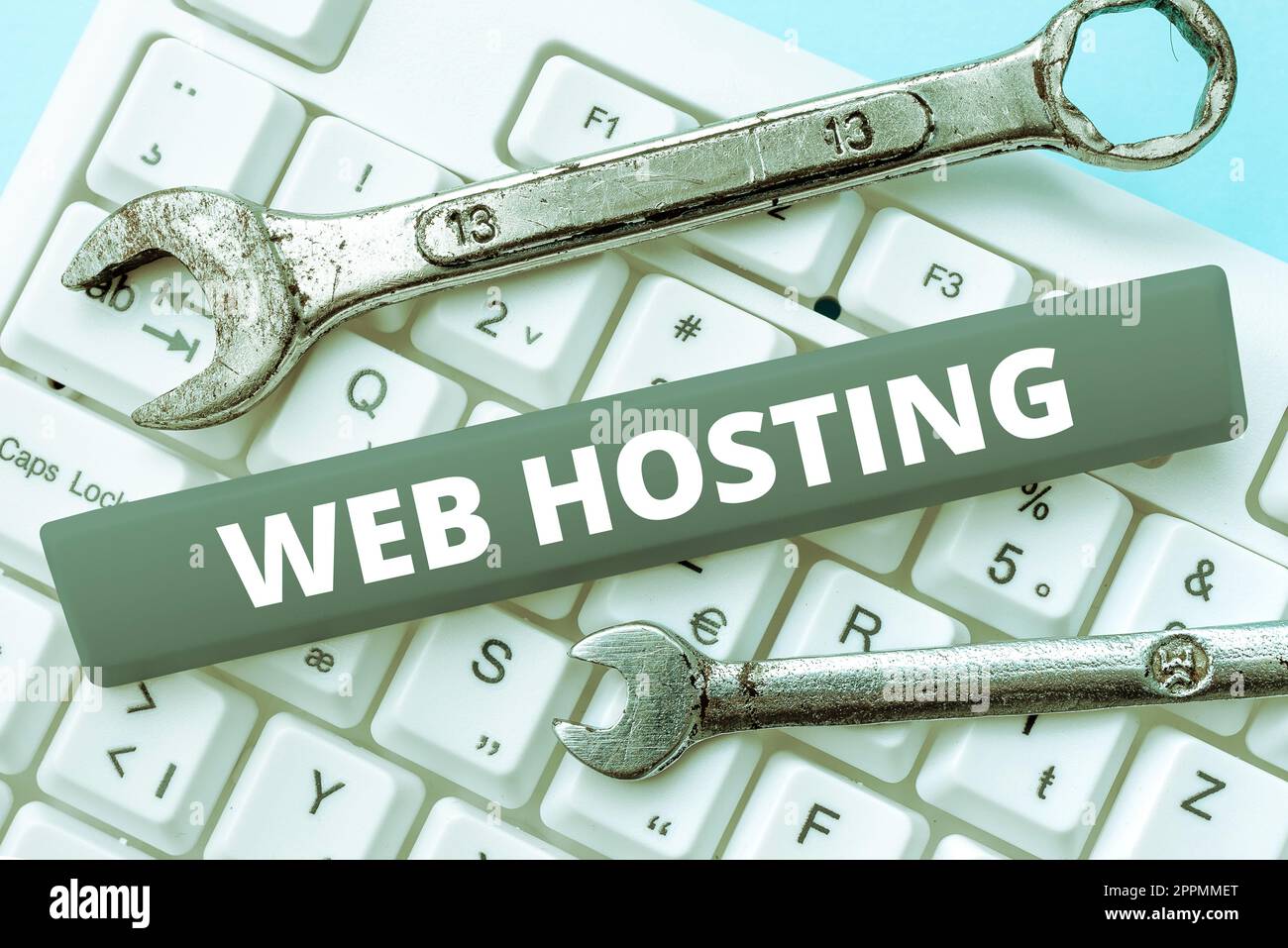 Affiche affichant Web Hosting. Les entreprises présentent l'activité de fournir de l'espace de stockage et l'accès aux sites Web Banque D'Images