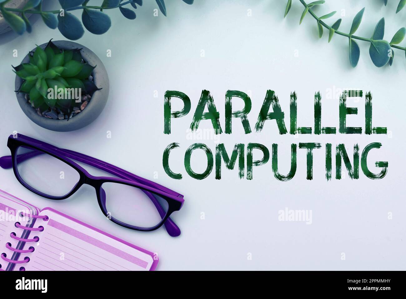 Panneau écrit à la main Parallel Computing. Présentation de l'entreprise calcul simultané au moyen de logiciels et de matériel Banque D'Images