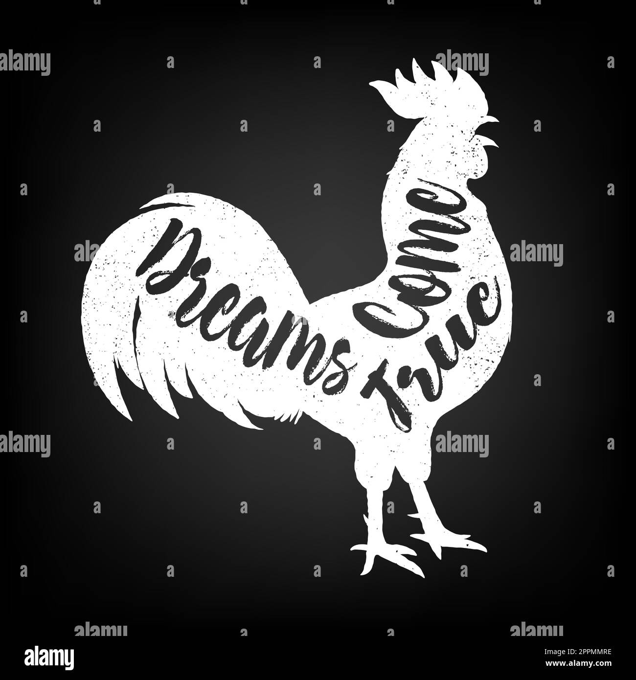 Citation lettrée sur le corps du coq, symbole de 2017. Imprimer pour le design. Banque D'Images