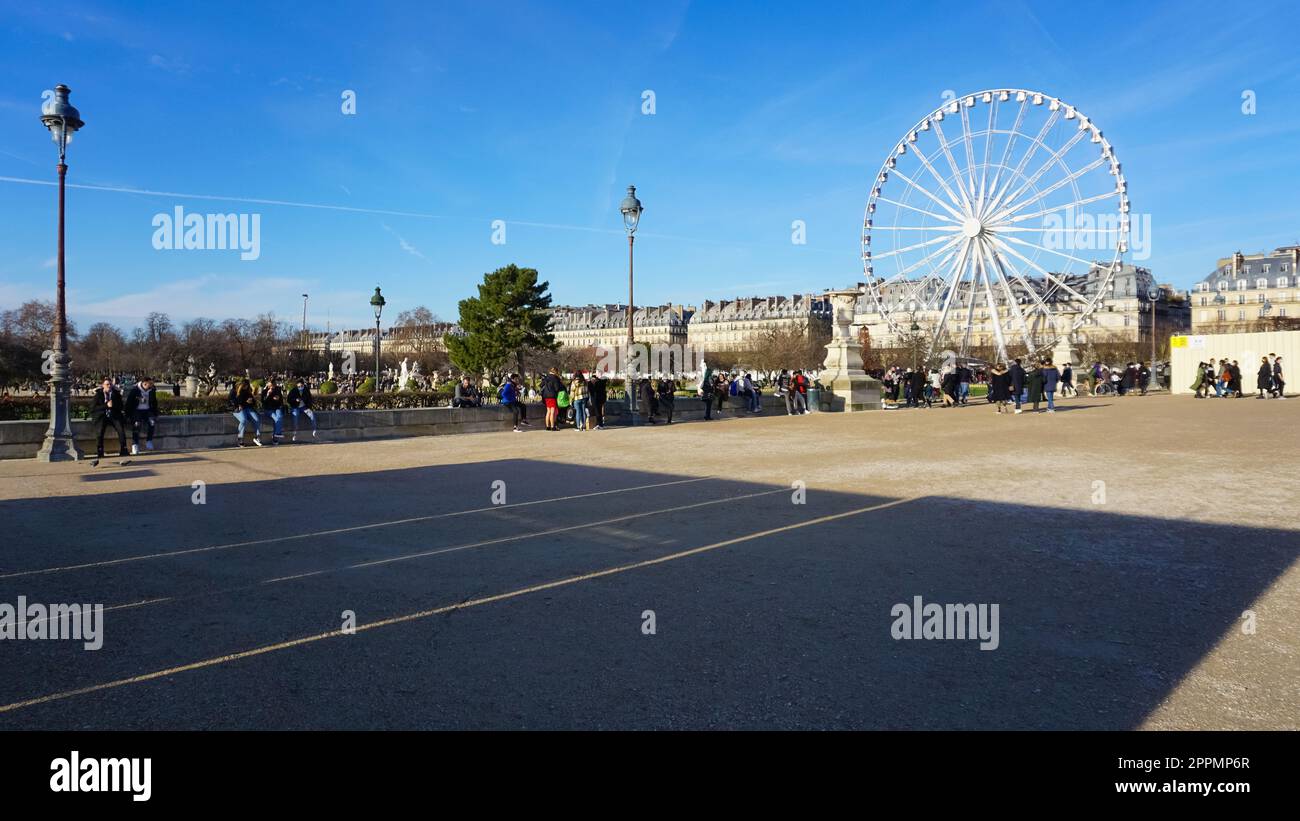 Grande roue Roue de Paris sur la Place de la Concorde de jardin des Tuileries à Paris, France Banque D'Images