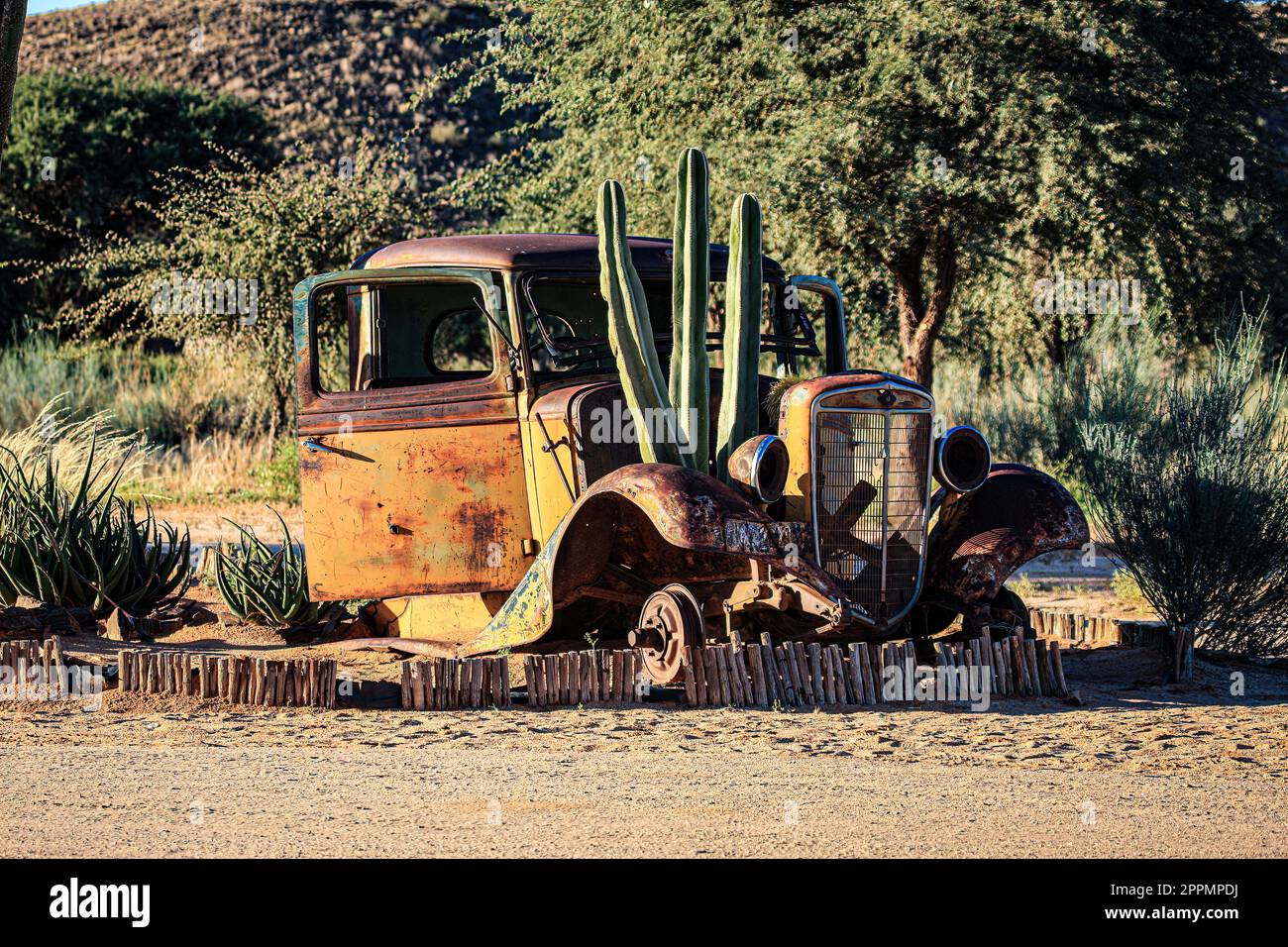 La vieille voiture de Solitaire en Namibie Banque D'Images