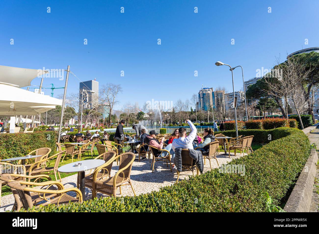 Le Parc Rinia â€œTajvaniâ€ à Tirana, Albanie Banque D'Images