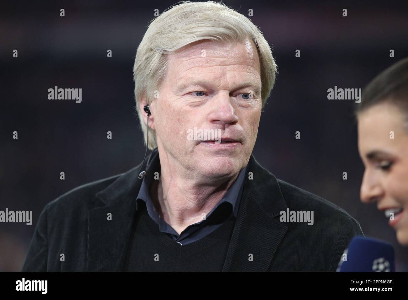 MUNICH, ALLEMAGNE - AVRIL 19 : Oliver KAHN, Président du FC Bayern, lors d'une interview avant le quart-finale de l'UEFA Champions League deuxième match de football de la jambe entre le FC Bayern Muenchen et Manchester City à l'Allianz Arena sur 19 avril 2023 à Munich, en Allemagne. Image et copyright d'Arthur THILL / ATP images (THILL Arthur / ATP / SPP) Banque D'Images