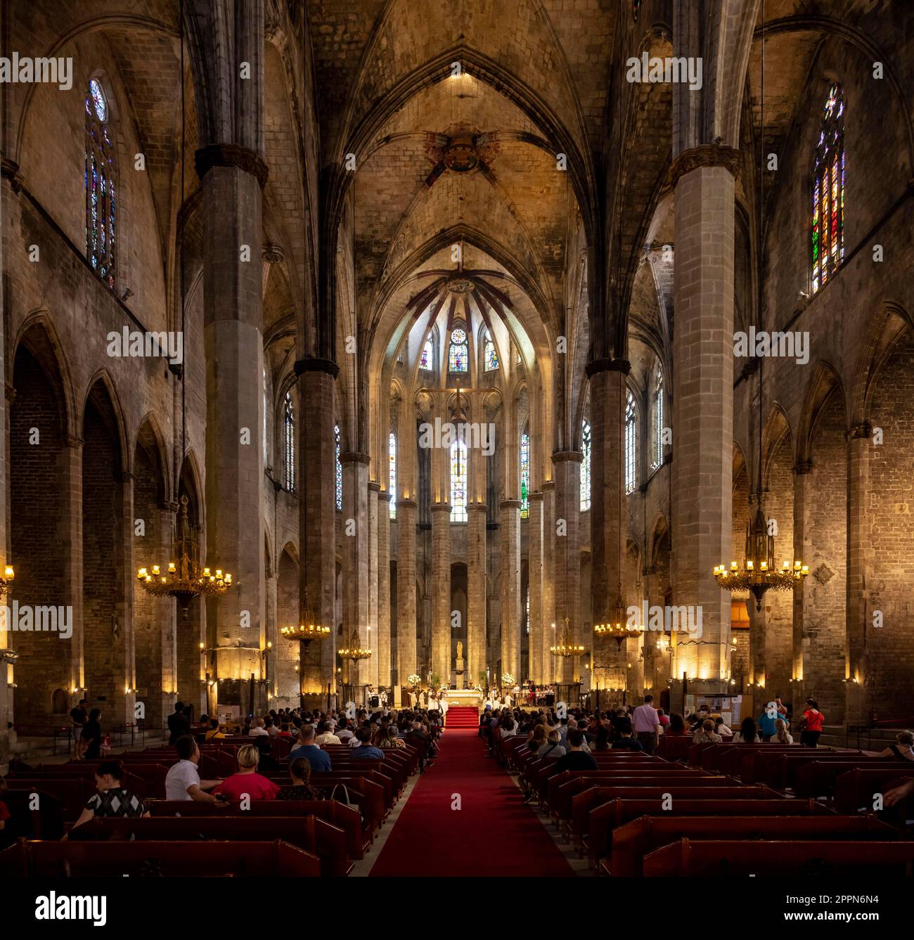 Vue intérieure de la cathédrale de Barcelone, la Catedral, Catedral de la Santa Creu i Santa Eulalia, Barcelone, Catalogne, Espagne Banque D'Images