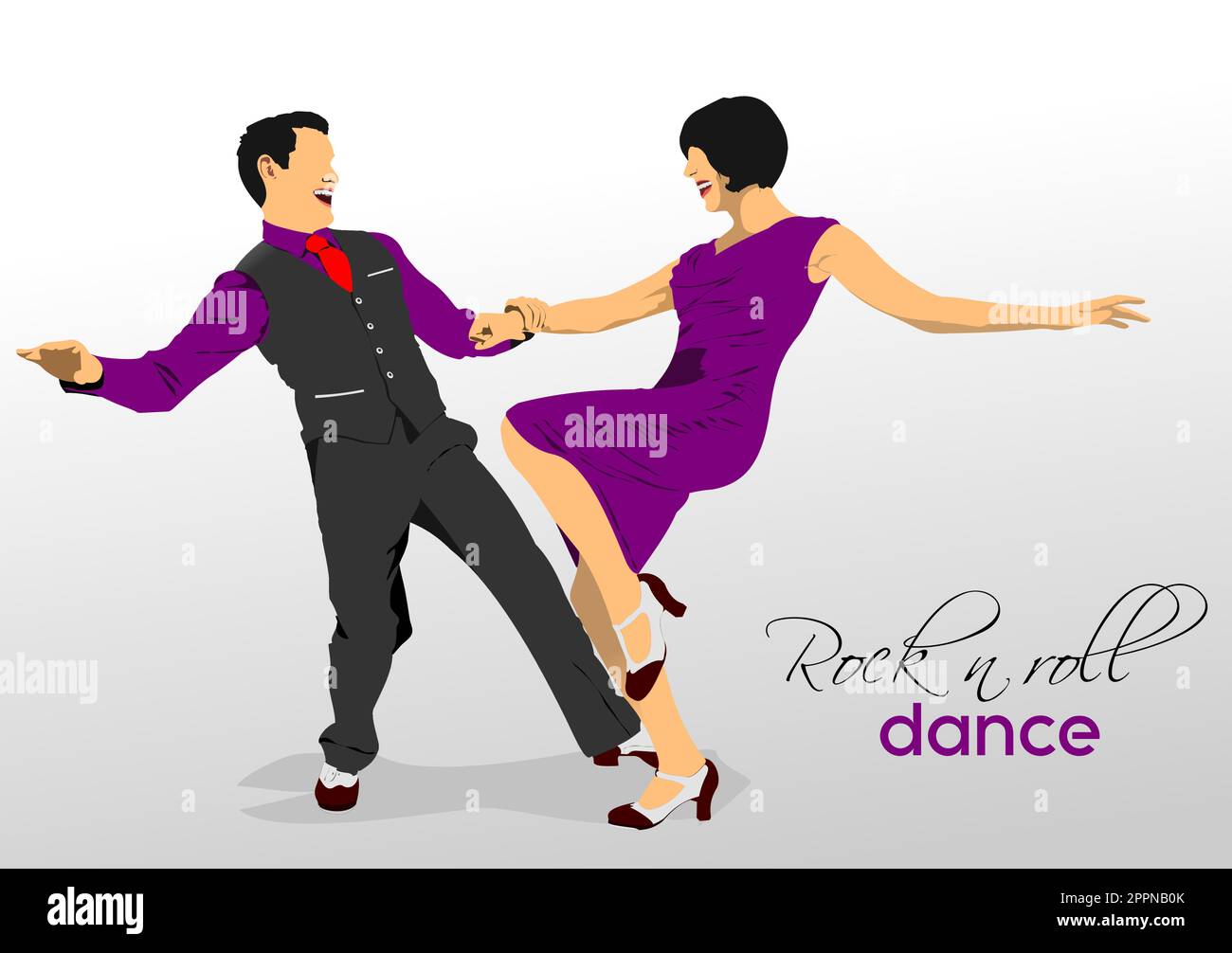 Lindy hop ou rock-n-roll dance. Dansez pour la musique rock-n-roll. 3d illustration vectorielle Illustration de Vecteur