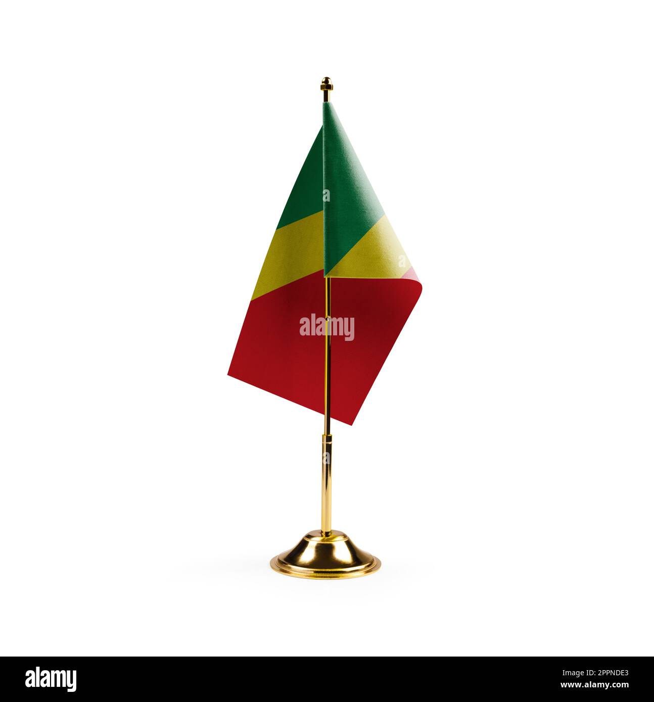 Petit drapeau national du Congo sur fond blanc. Banque D'Images