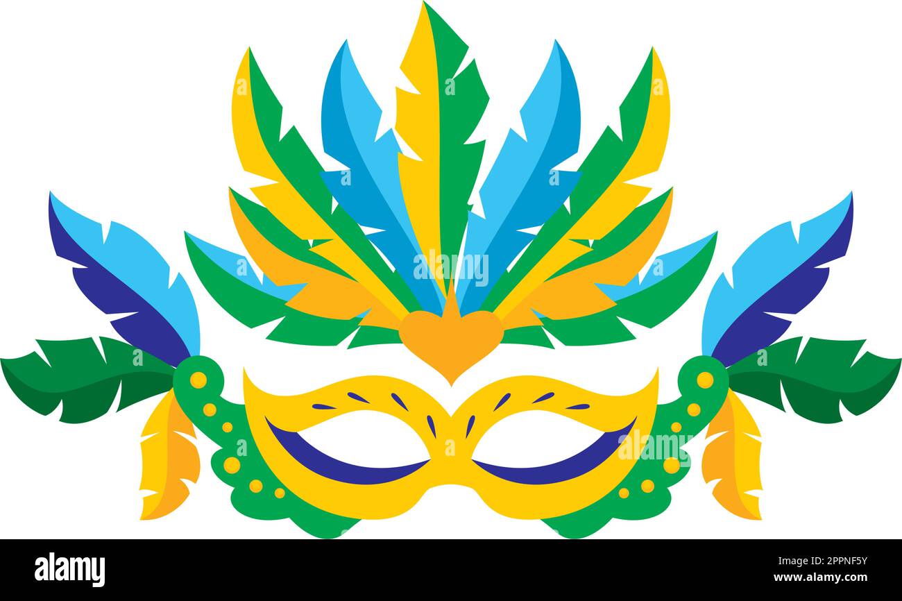 Masque de carnaval du Brésil avec des plumes colorées Illustration de Vecteur