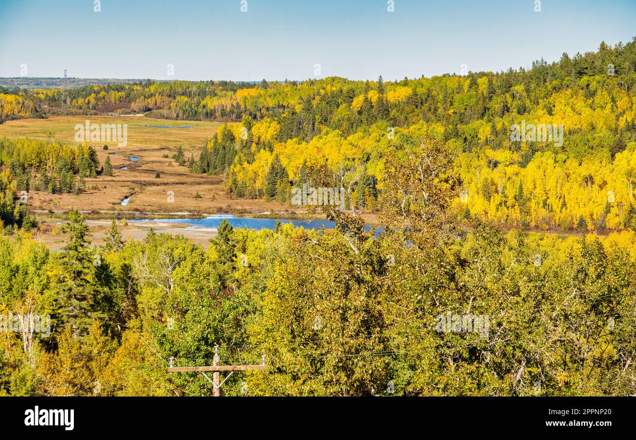 Paysage pittoresque du site de la mine Colonial, site 16 du Heritage Silver Trail, lieu historique national du district minier de Cobalt, Ontario, Canada, au Banque D'Images