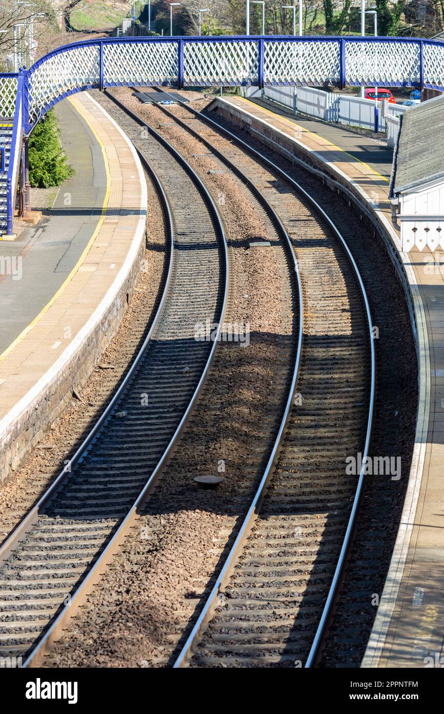Voies ferrées à la gare d'Aberdour Fife Banque D'Images