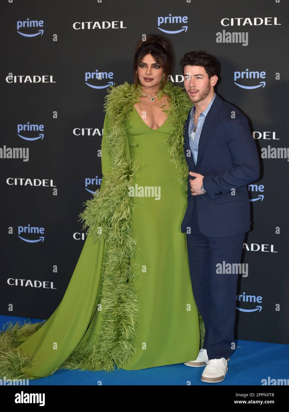 Italie, Rome, 21 avril 2023. Tapis rouge de la série vidéo principale « Citadel ». Photo : Priyanka Chopra et son mari Nick Jonas photo © Fabio Mazzarella/si Banque D'Images