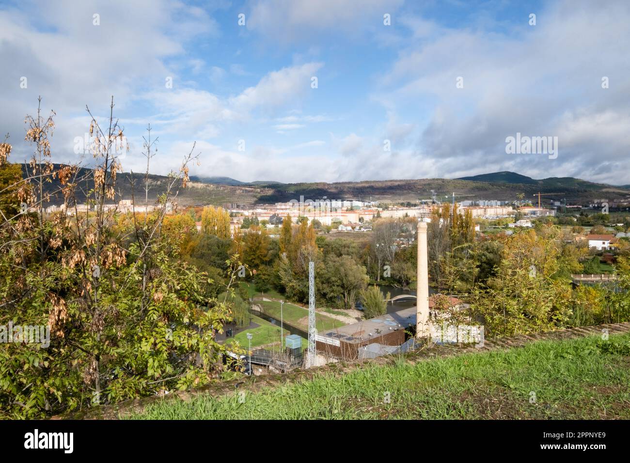 Vue du parc au Centro de Interpretación de las Fortificaciones de Pampelune en automne, Pampelune, pays Basque Banque D'Images