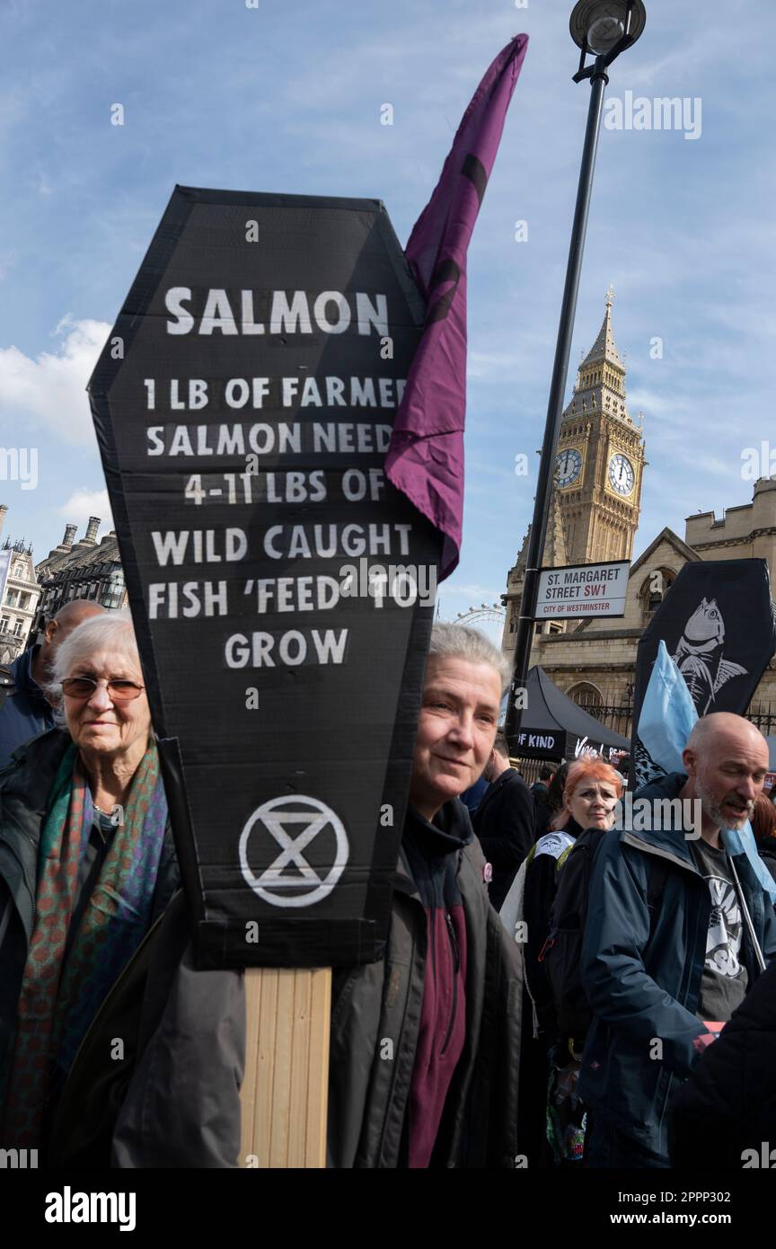 À 22 avril, le jour de la Terre, des militants de toute la Grande-Bretagne se sont réunis sur la place du Parlement pour exiger que le gouvernement agisse davantage face au changement climatique. Pro Banque D'Images