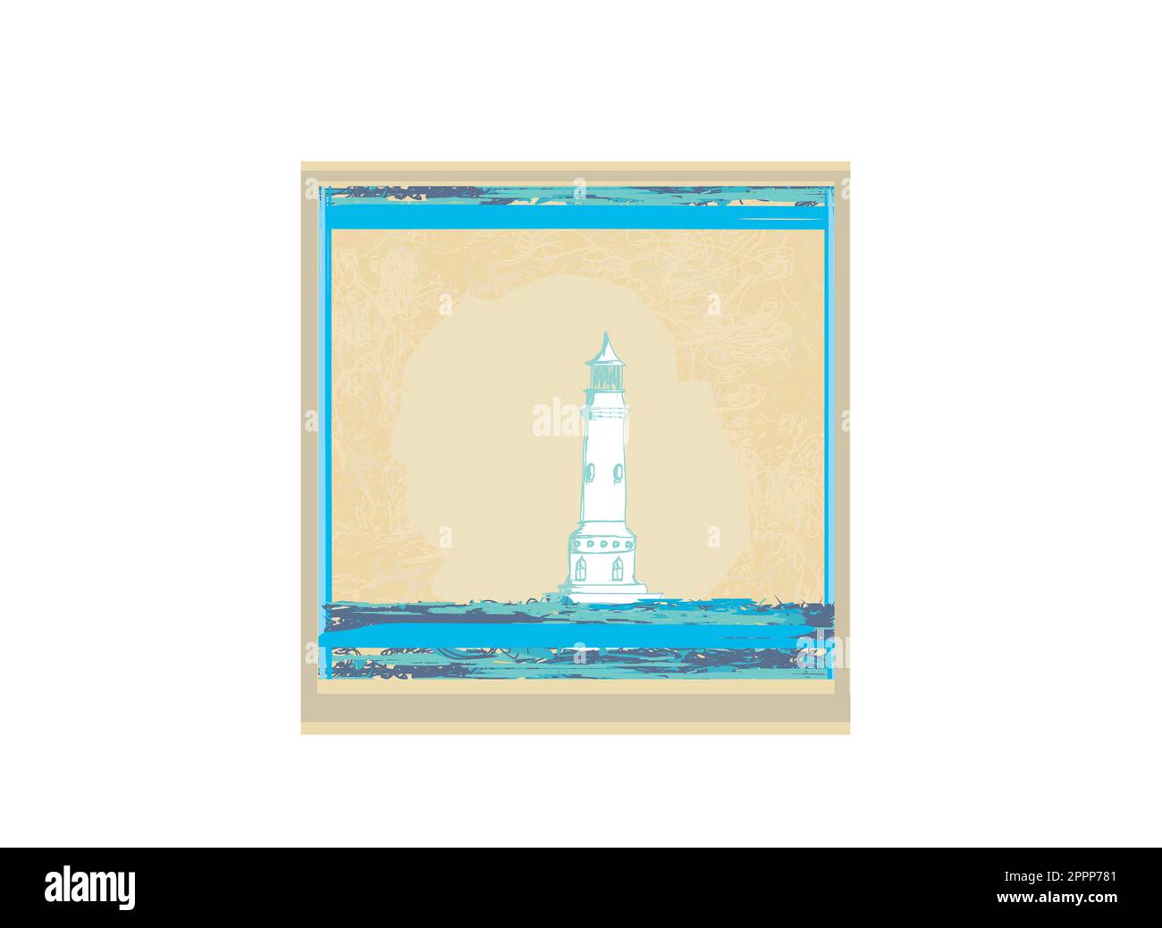 Vu d'un petit phare beach - Grunge Poster Illustration de Vecteur