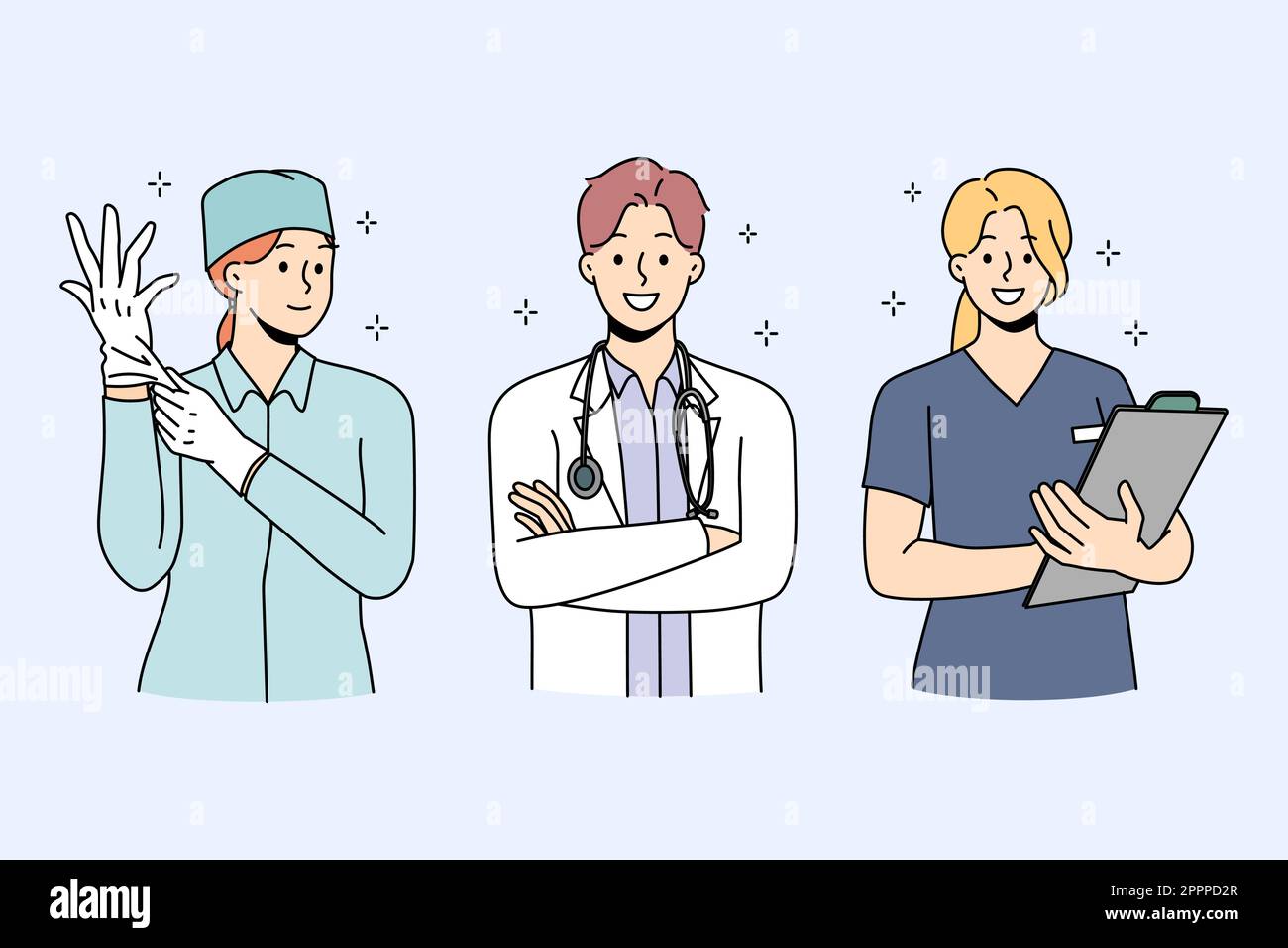 Sourire divers médecin en uniforme à l'hôpital Illustration de Vecteur