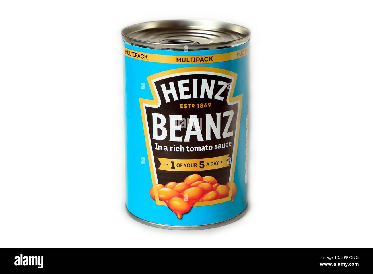 Studio - Heinz Baked Beans CAN / étain sur fond blanc Banque D'Images