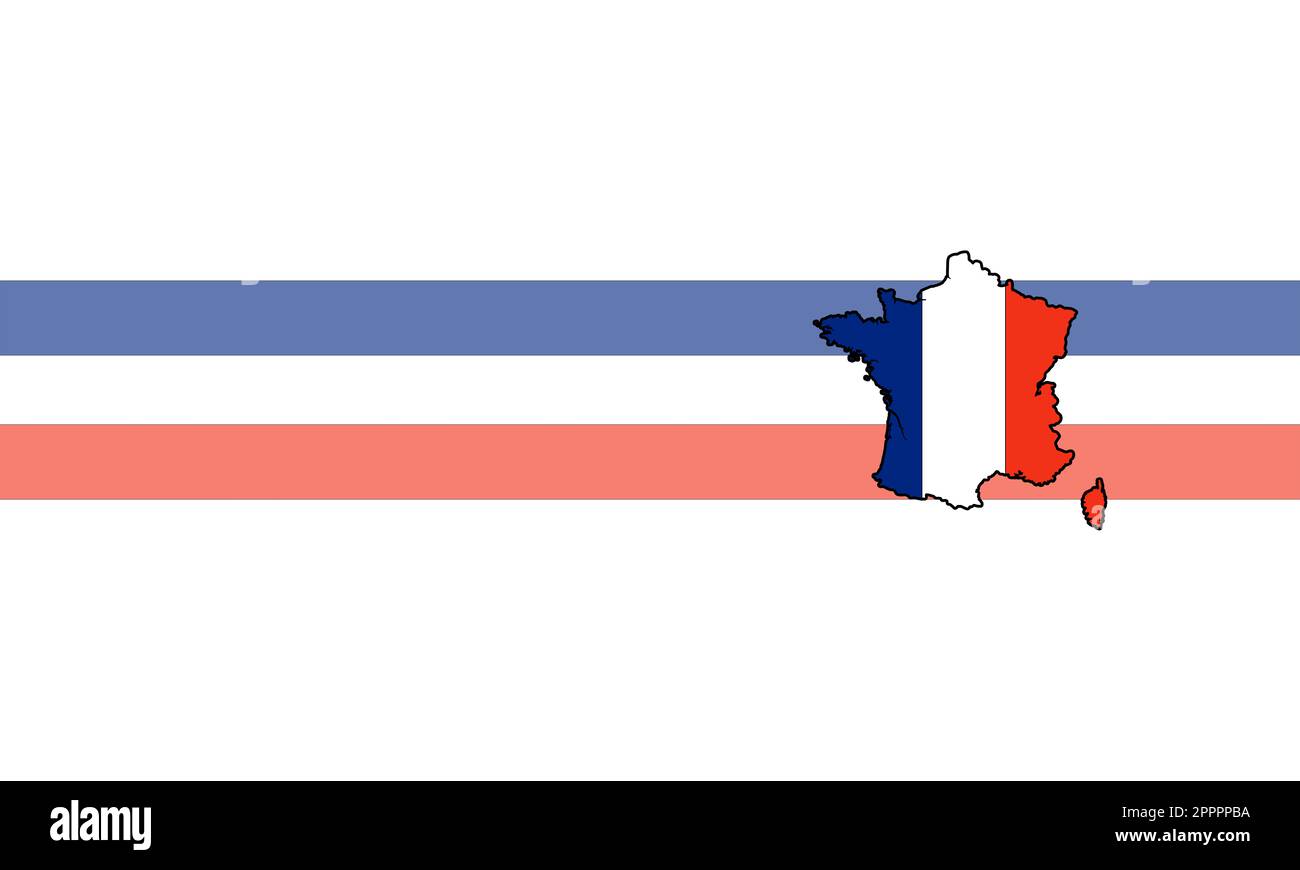 france, les couleurs du drapeau la silhouette avec la france. La nation et l'économie sont au cœur de la communauté européenne, la zone euro. Banque D'Images