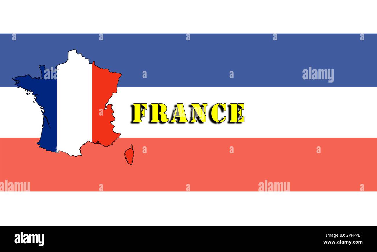 france, les couleurs du drapeau la silhouette avec la france. La nation et l'économie sont au cœur de la communauté européenne, la zone euro. Banque D'Images