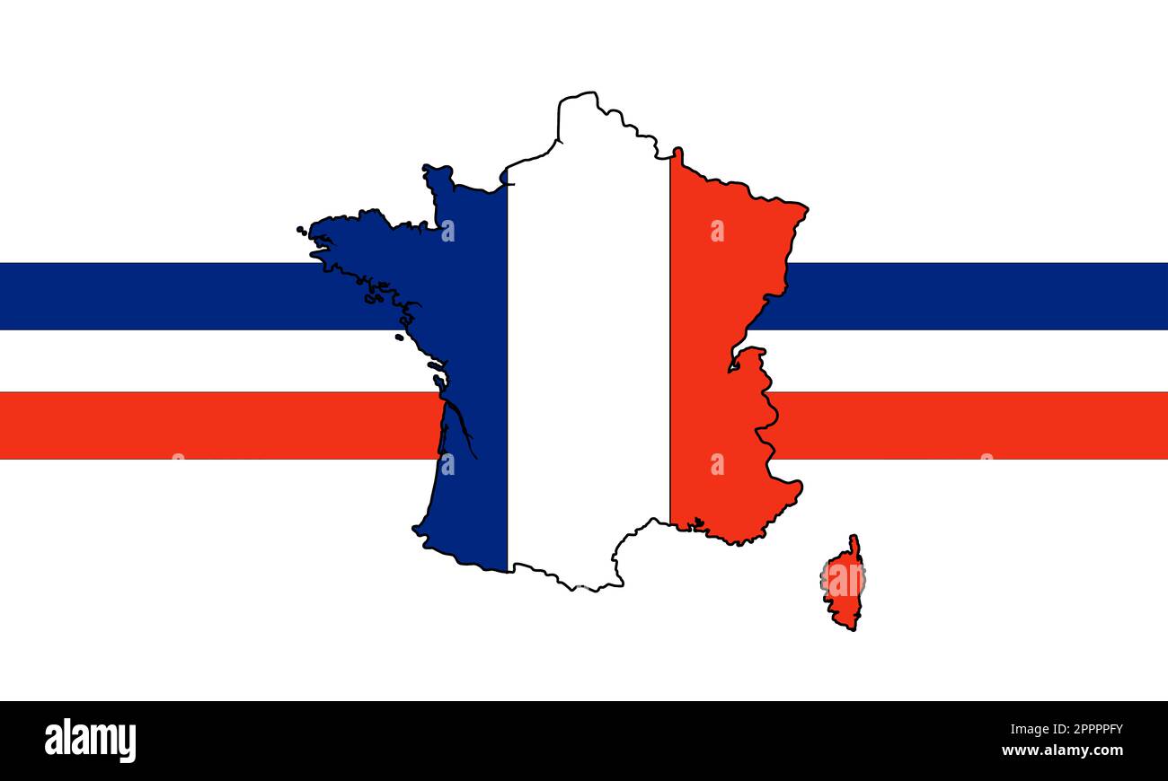 france, les couleurs du drapeau la silhouette avec la france. La nation et l'économie sont au cœur de la communauté européenne, la zone euro. Banque D'Images