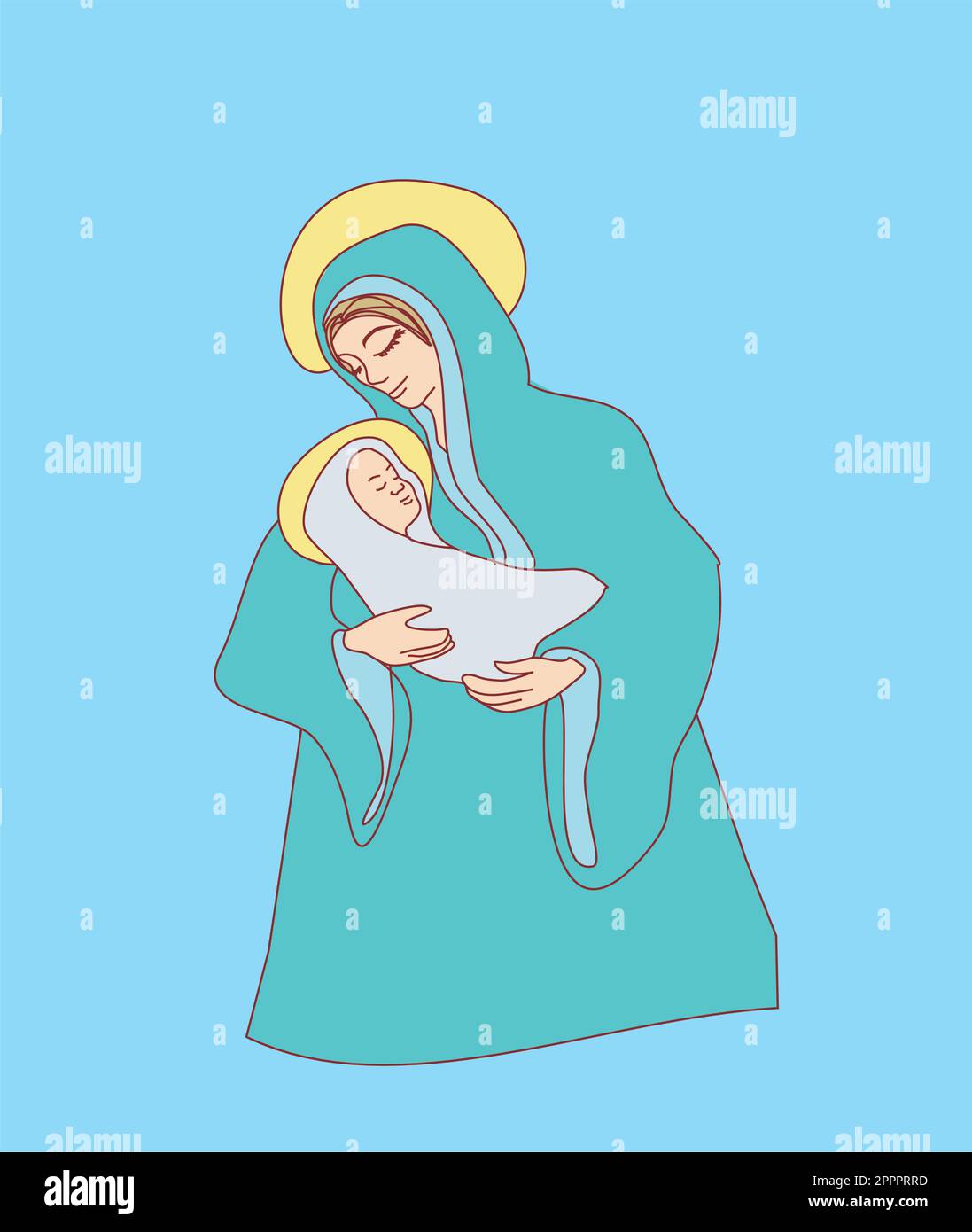 La Madone et l'enfant Jésus Illustration de Vecteur