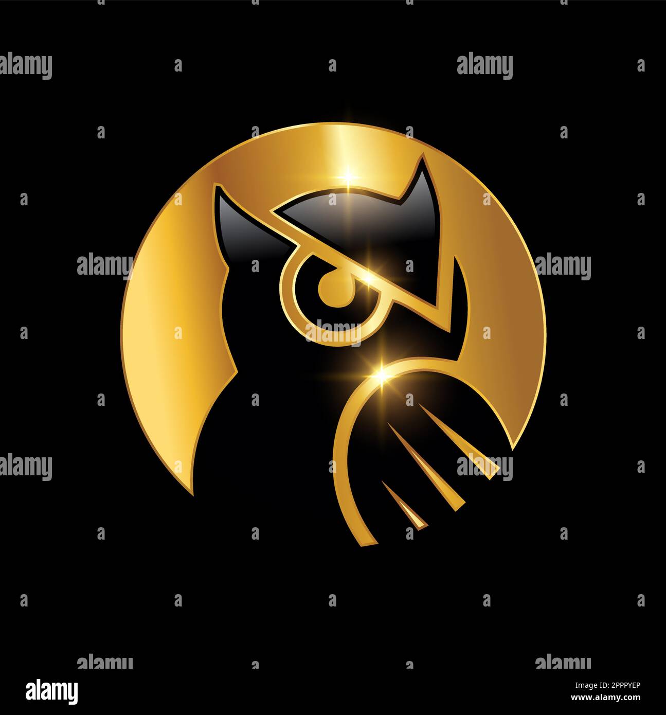 Logo symbole Golden Owl Illustration de Vecteur
