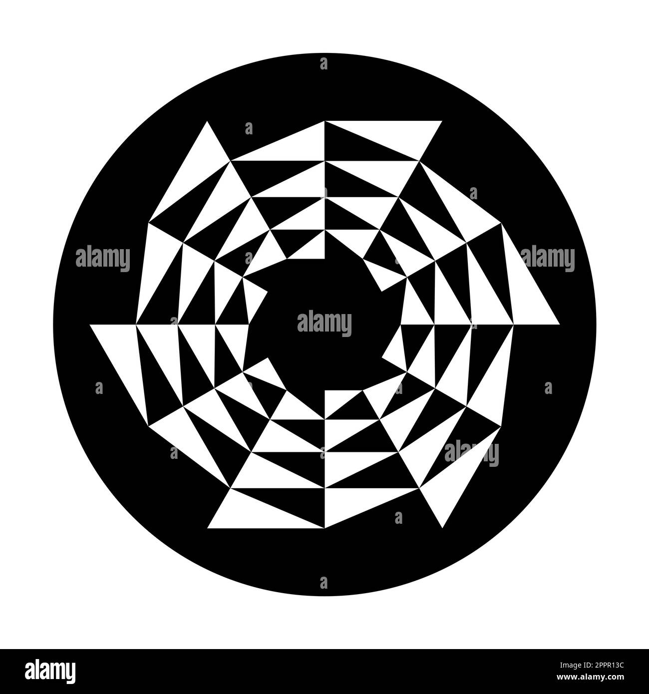 Étoile avec un triangle circulaire, dans un cercle noir Illustration de Vecteur