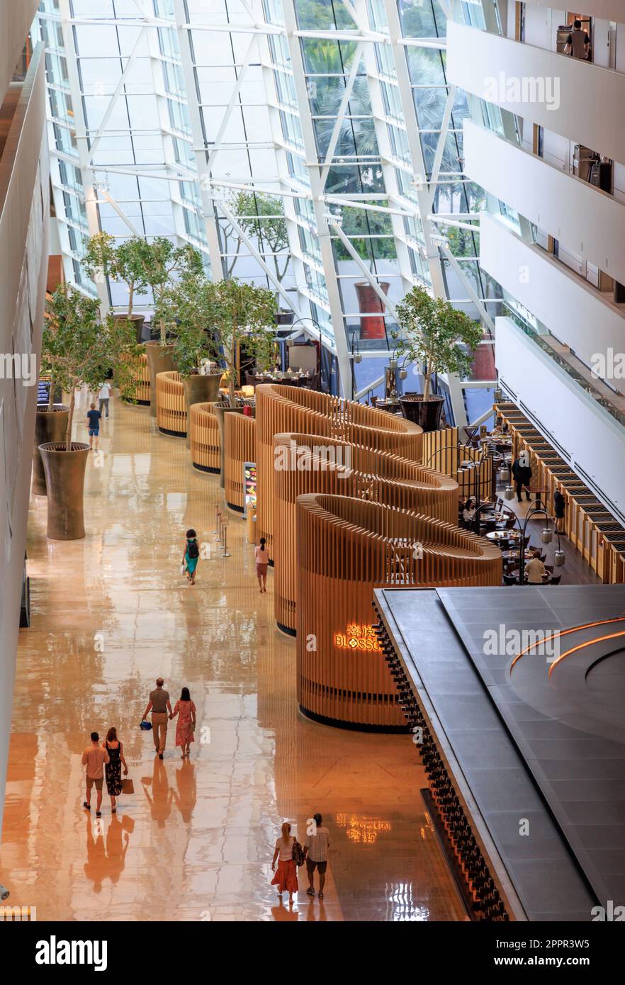 Intérieur de l'hôtel Marina Bay Sands, Singapour Banque D'Images