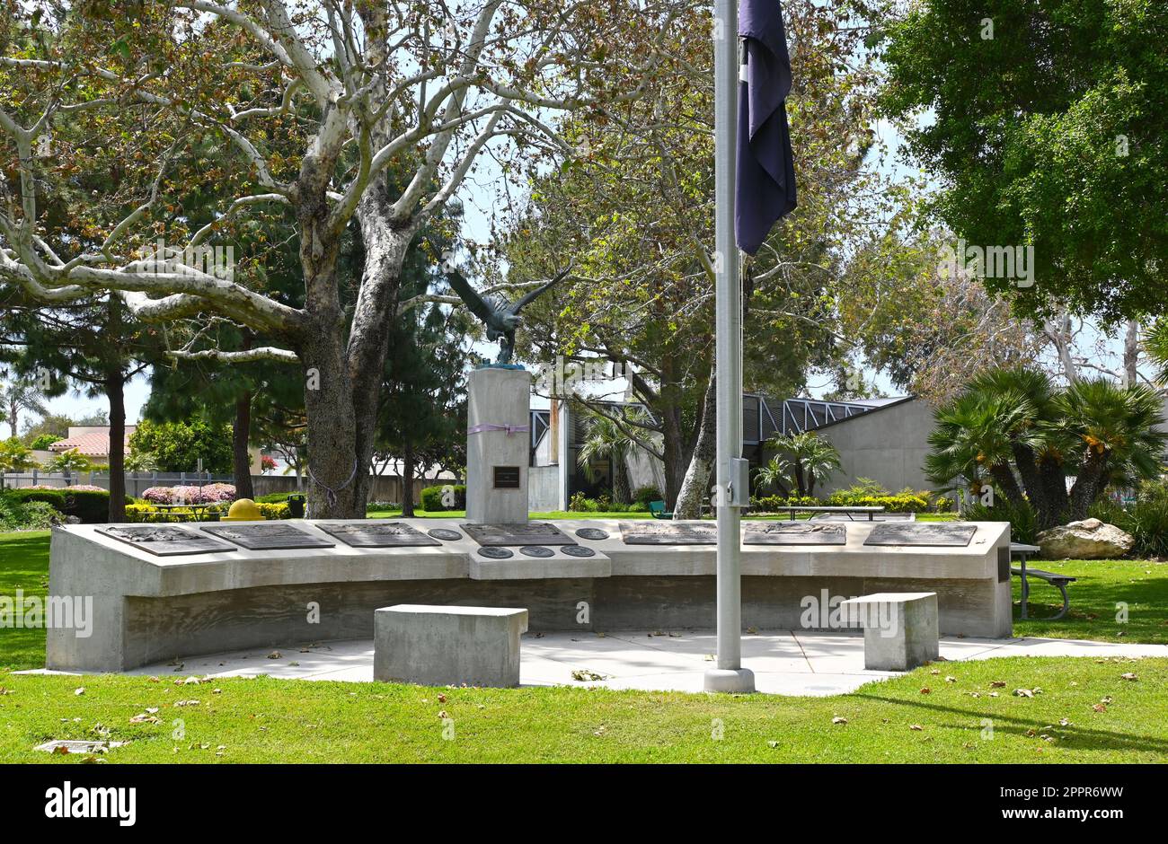 FOUNTAIN VALLEY, CALIFORNIE - 18 avril 2023 : Veterans Memorial à Veterans Park au Civic Center. Banque D'Images